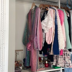 Sparkly multi-colored dress with sleeve slits